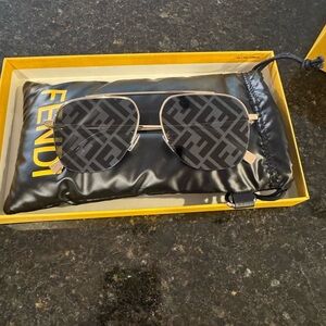 Fendi Black and Gold Geometric Sunglasses